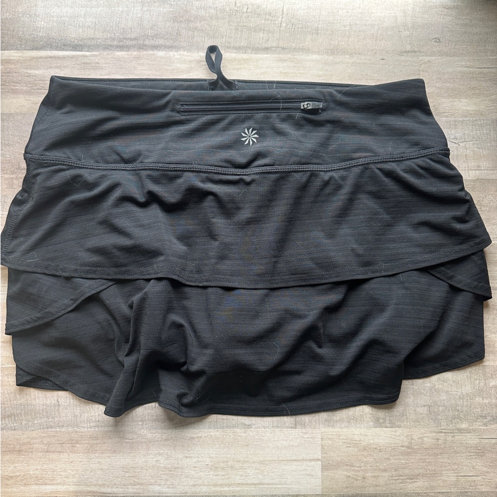 Athleta Swipe Swagger Skort Black Small Tennis Skirt Short Athletic